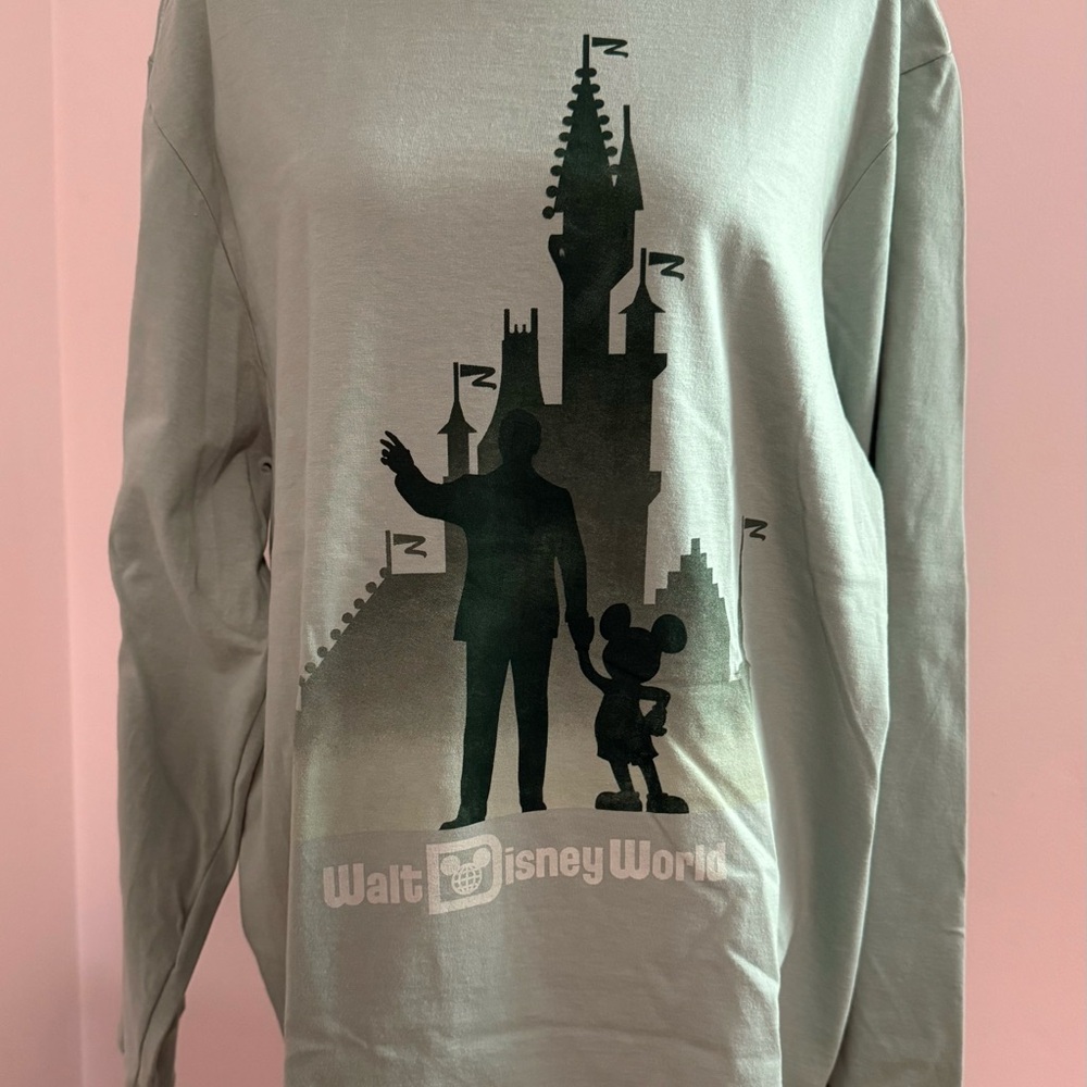 Disney Green Long Sleeve Tee with Castle Silhouette